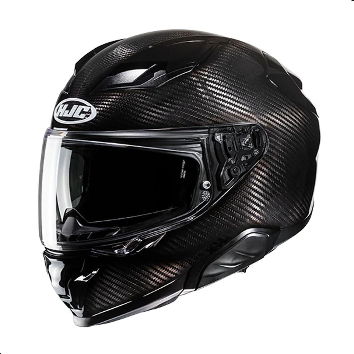 HJC F71 Carbon Solid Full Face Motorcycle Helmet with HJ-38 Pin-Lock Shield, DOT Approved (Carbon, X-Small)